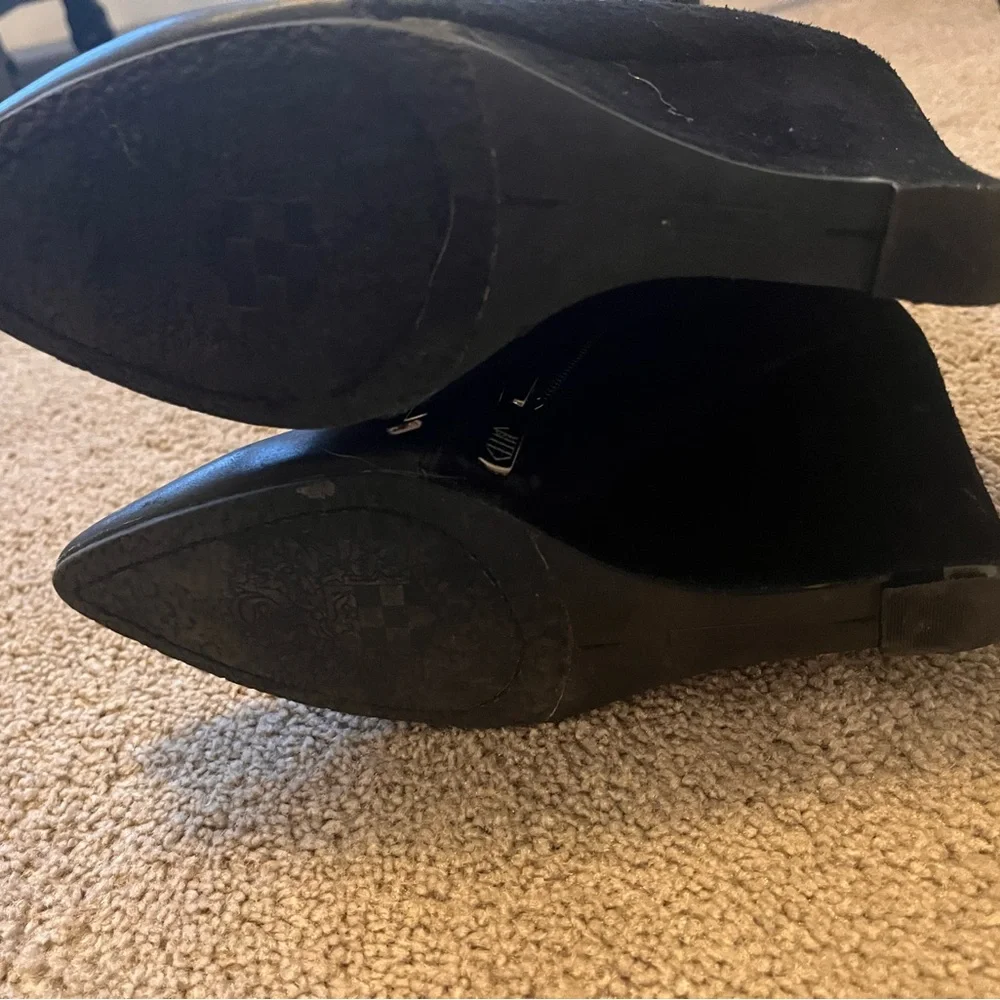 Vince Camuto Kaliah Black wedge leather and suede Boots size 7 - Picture 4 of 7